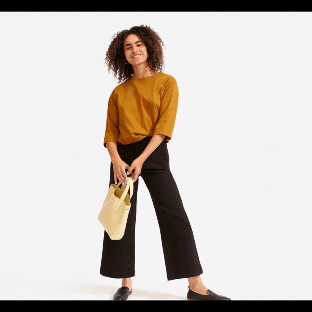 Everlane High Rise The Wide Leg Crop Pant Black 12